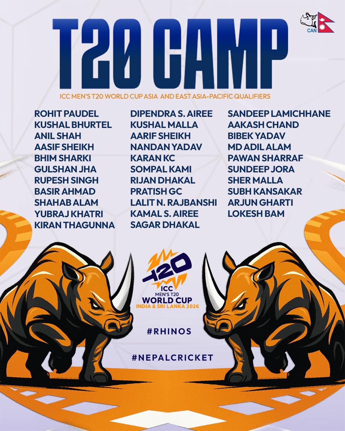 Nepal Unveils Squad for T20 World Cup 2026 Qualifiers
